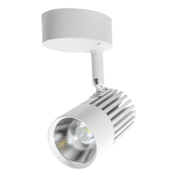 Lampara tipo canope, de led, blanco cálido, 10 Watts, óptica 45°, de sobreponer  dirigible, aluminio acabado blanco, 85-265V ca, protección IP20