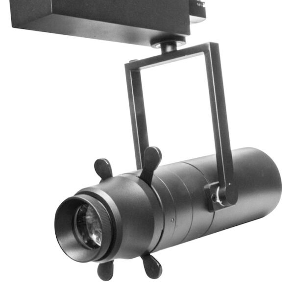 Lampara de led tipo elipsoidal para riel electrificado,atenuable con cambio de temperatura de color de 2700-6500K mediante control remoto,30 Watts, ángulo de apertura ajustable mediante cortadores de luz,aluminio acabado negro,85-265V ca,protección IP20