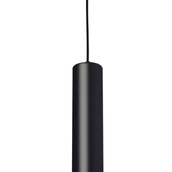 Lampara de led cilíndrico para suspender en riel electrificado, blanco cálido, 10 Watts, óptica de 30°, aluminio acabado negro, 110-240V ca, protección IP20