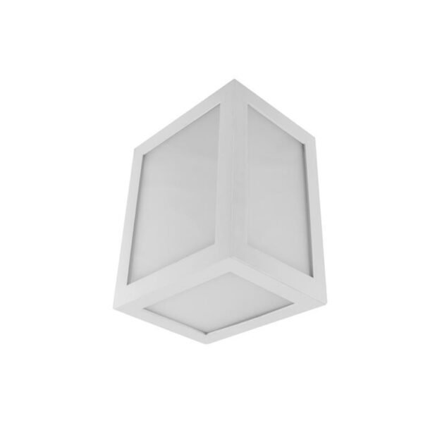 Lampara de pared, blanco cálido, 12 Watts, cubo salida de luz directa, de sobreponer, policarbonato acabado blanco, 85-265V ca, protección IP65