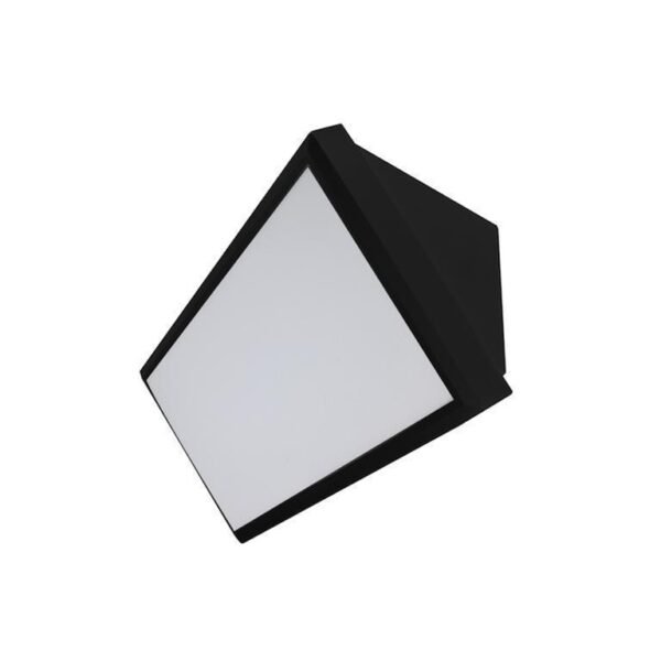 Lampara de pared, blanco cálido, 12 Watts, rectangular, de sobreponer, policarbonato acabado negro, 85-265V ca, protección IP65