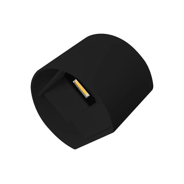 Lampara de pared, blanco cálido, 6 Watts, de sobreponer, aluminio acabado negro, 85-265V ca, protección IP65