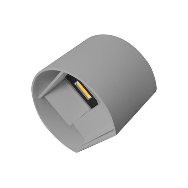 Lampara de pared, blanco cálido, 6 Watts, de sobreponer, aluminio acabado gris, 85-265V ca, protección IP65