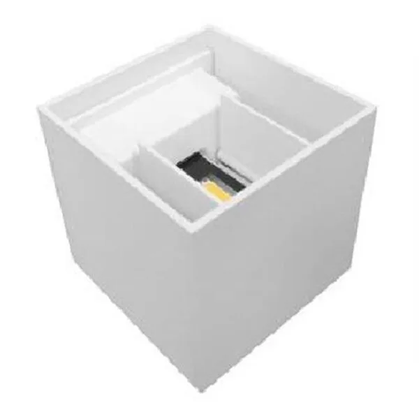 Lampara de pared, blanco cálido, 6 Watts, cubo 2 salidas óptica ajustable, de sobreponer, aluminio acabado blanco, 85-265V ca, protección IP65