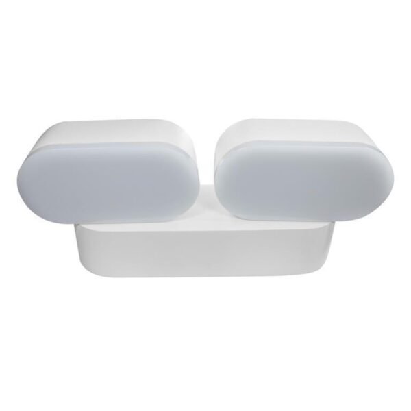 Lampara de pared, blanco cálido, 12 Watts, simétrico dos salidas de luz indirecta rotativo ajustable, de sobreponer, aluminio acabado blanco,  100-240V ca, protección IP54