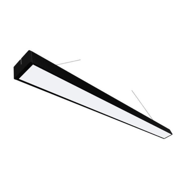 Lampara led, blanco cálido, 36 Watts, óptica 120°, rectangular suspender, aluminio acabado negro  policarbonato lechoso, incluye soportes para su colgado, 85-265Vca, protección IP20