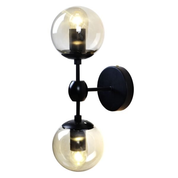 Lámpara para pared 2 luces en color negro con cristal Miro Q16022-BK