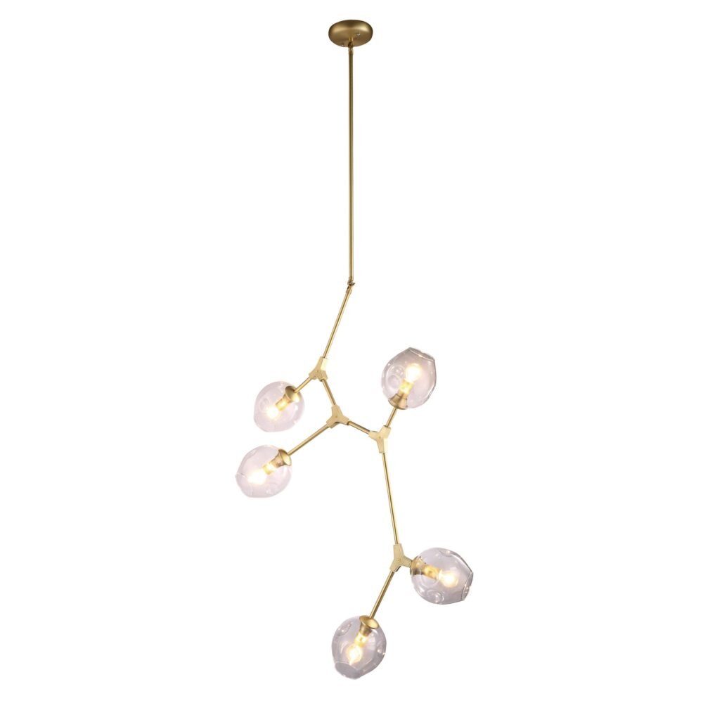 Lámpara colgante 5 luces acabado de metal y cristal Sakura Q16066