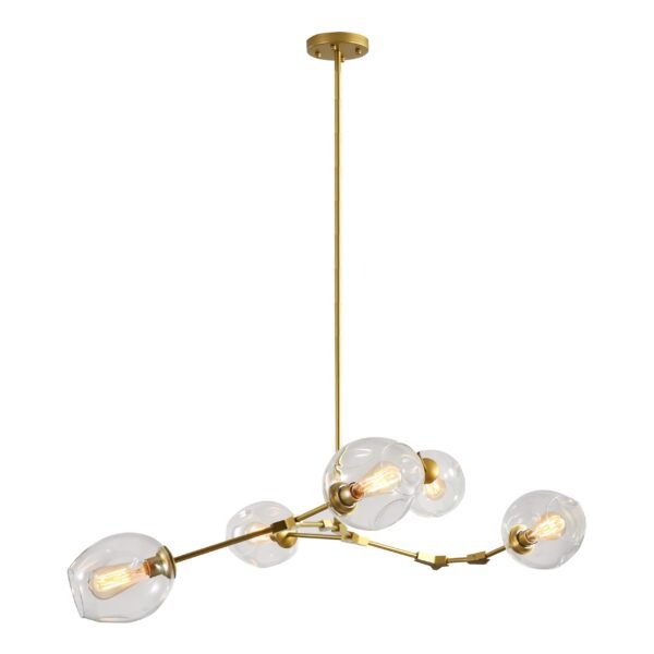Lámpara colgante 5 luces acabado de metal y cristal Sakura Q16067