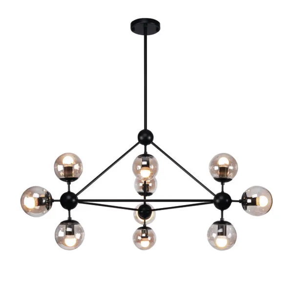 Lampara colgante Miro en color negro y cristal ámbar