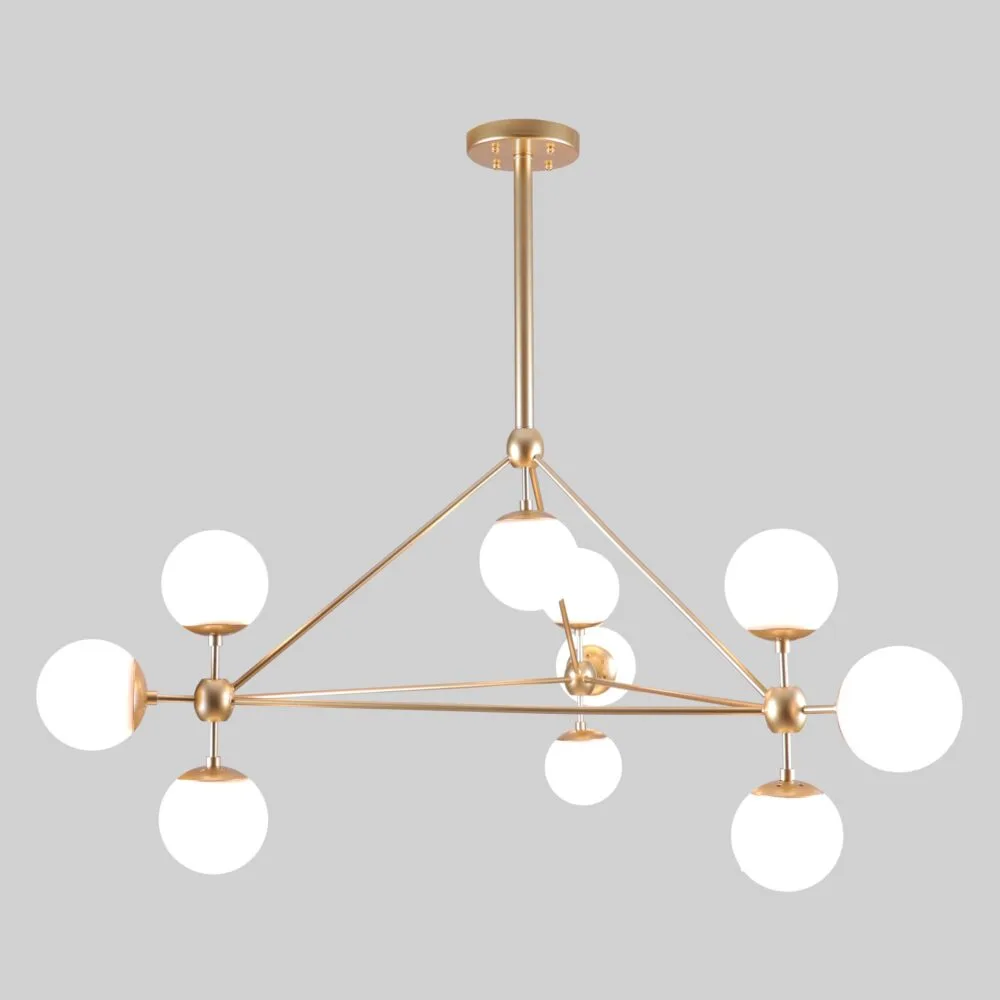 Lampara colgante Miro en color oro y cristal opalino