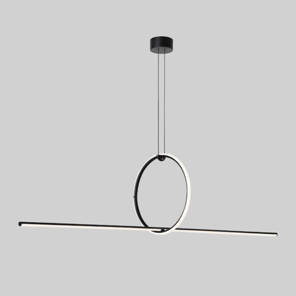 Lampara colgante led integrado en cuerpo de aluminio hierro y acrílico en acabado negro