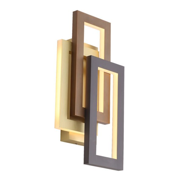 Lampara arbotante led integrado cuerpo de aluminio hierro y acrílico en acabado en oro negro y café