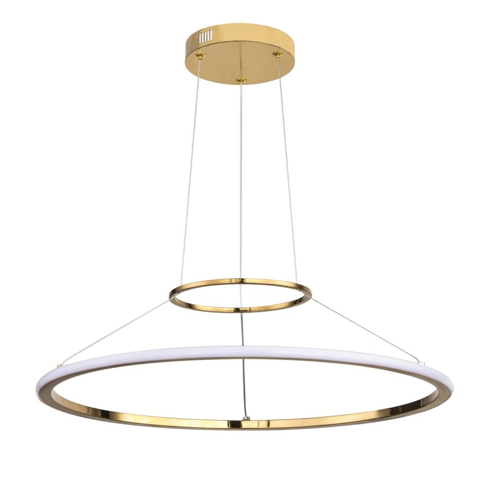Lampara colgante 1 aros led de altura ajustable acabado en oro y pantalla de acrílico