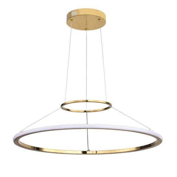 Lampara colgante 1 aros led de altura ajustable acabado en oro y pantalla de acrílico