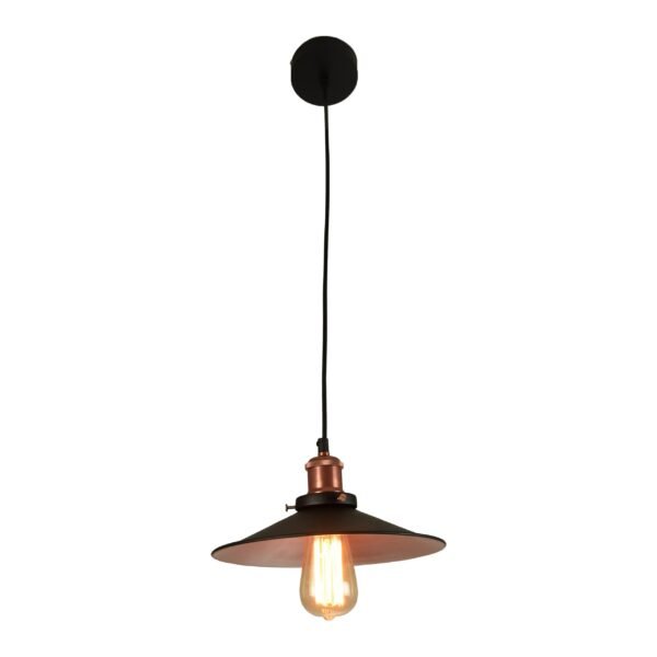 Lampara colgante 1 luz vintage acabado en color cobre y base negro mate Kelch Q25022-BK