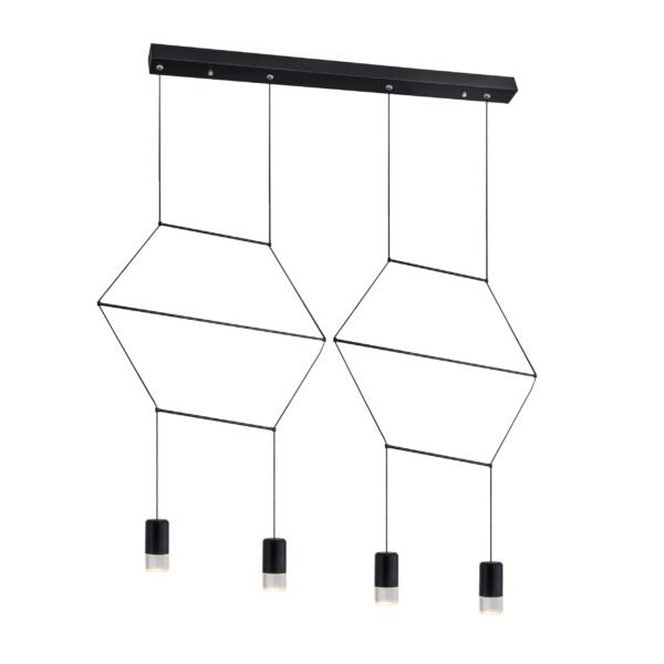 Lampara colgante led integrado con 4 luces acabado en color negro