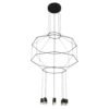 Lampara colgante led integrado con 8 luces acabado en color negro