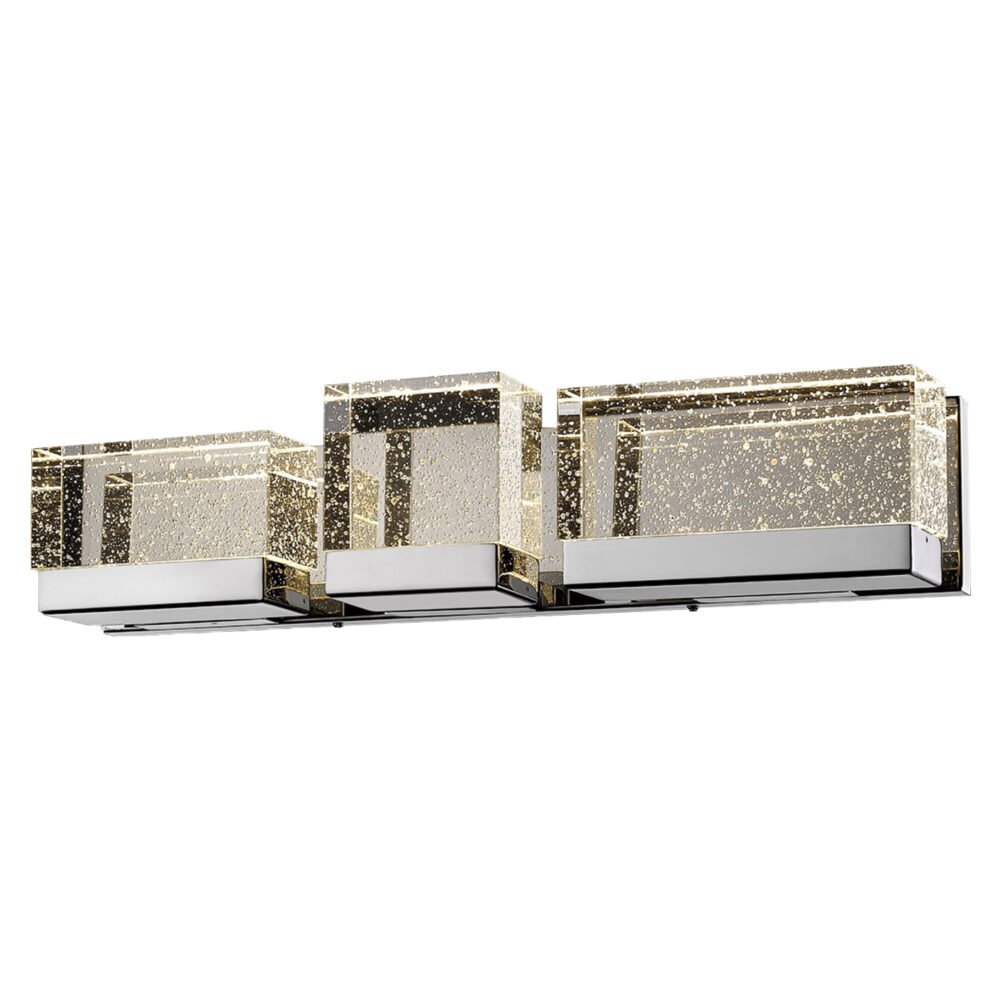 Lampara para baño arbotante de led integrado 3 luces acabado en color cromo y cristal claro