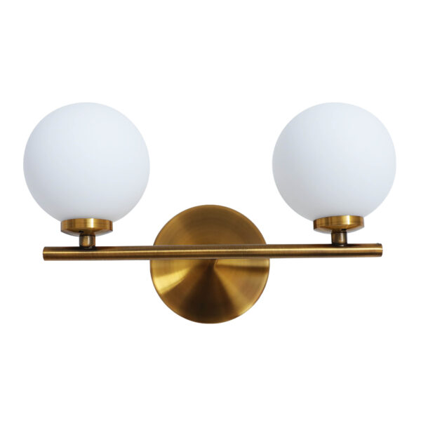 Lámpara para pared 2 luces de metal y cristal opalino en color oro antiguo SONNE Q31262-GDA