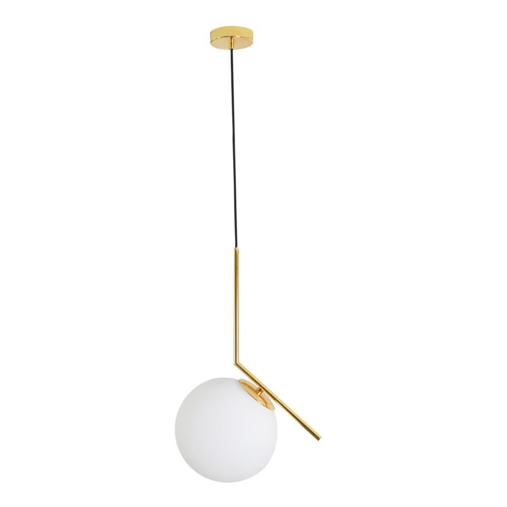 Lampara colgante Sonne en color oro y cristal opalino