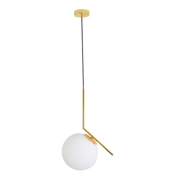 Lampara colgante Sonne en color oro y cristal opalino