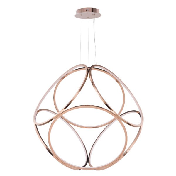 Lampara colgante de led integrado 6 aros de led acabado en color oro rosa