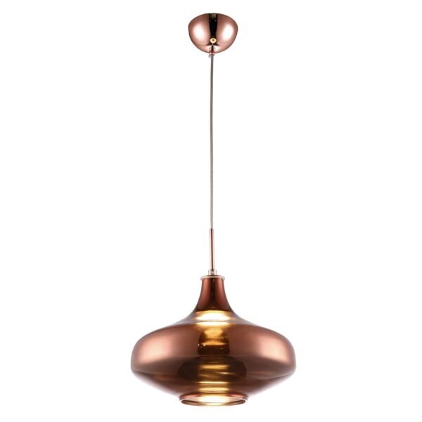 Lampara colgante de led integrado cuerpo de cristal en acabado cobre