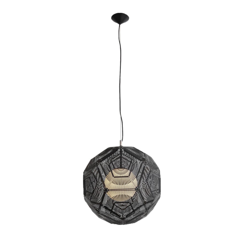 Q48074-BK-550x550px.jpg Lámpara colgante 1 luz esfera pentagonal de metal Core Q48074