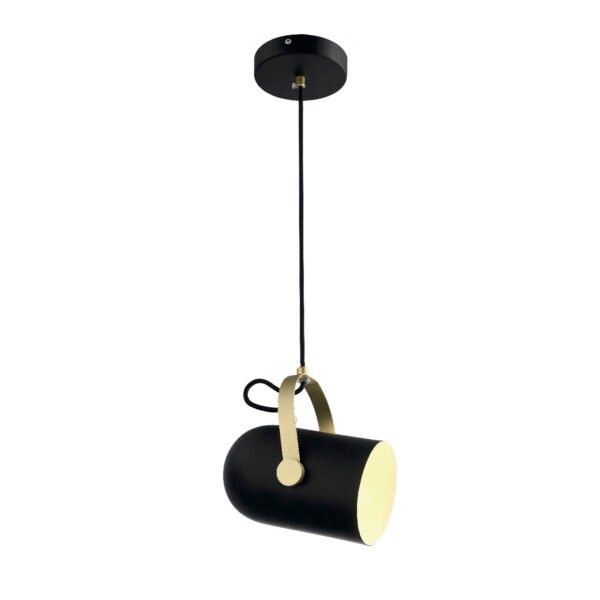 Lámpara colgante 1 luz de metal tipo reflector en color negro Pixel Q60665-BK