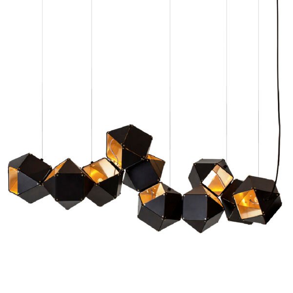 RGB básico Lampara de cubos colgante decorativa acabado en color negro mate y oro