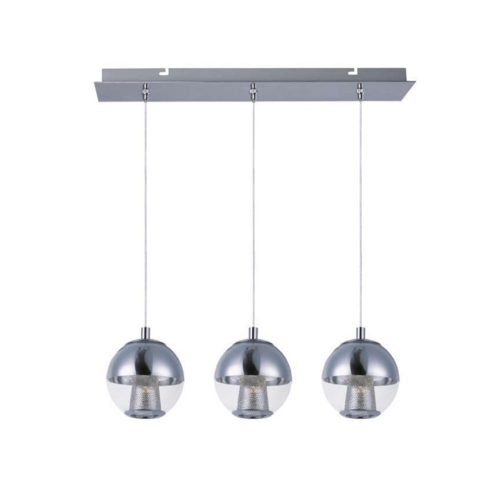 Lampara Colgante Cromo Pulido 3 luces LED