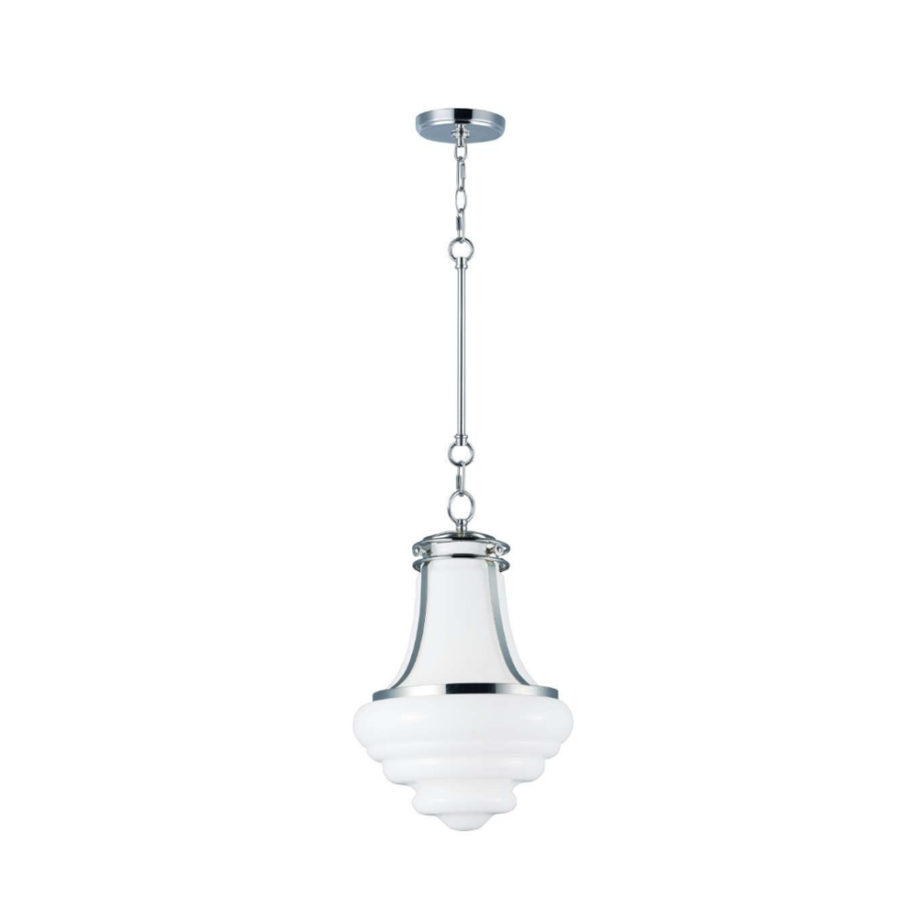 Lámpara colgante 1 luz de acero y vidrio blanco con acabado niquel Retro 25186WTPN