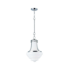 Lámpara colgante 1 luz de acero y vidrio blanco con acabado niquel Retro 25186WTPN