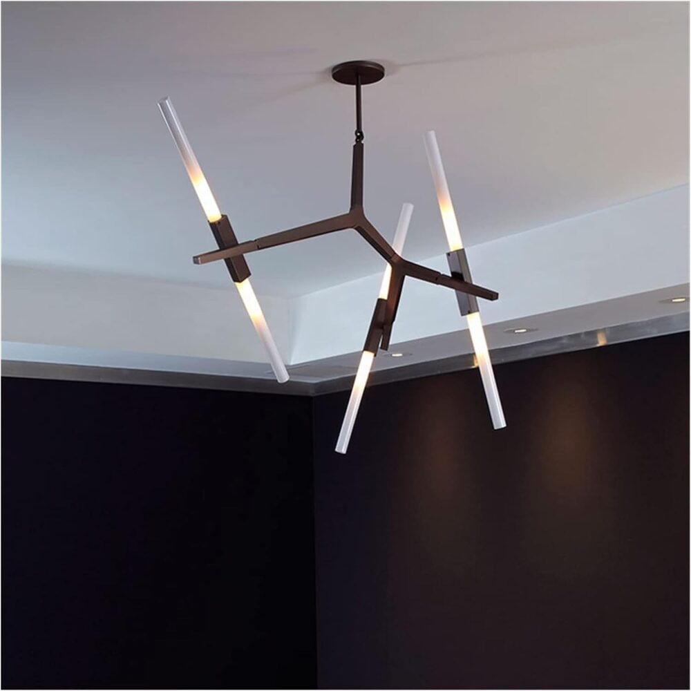 Lampara colgante 6 luces led de metal y cristal Milan Q39745