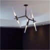 Lampara colgante 6 luces led de metal y cristal Milan Q39745