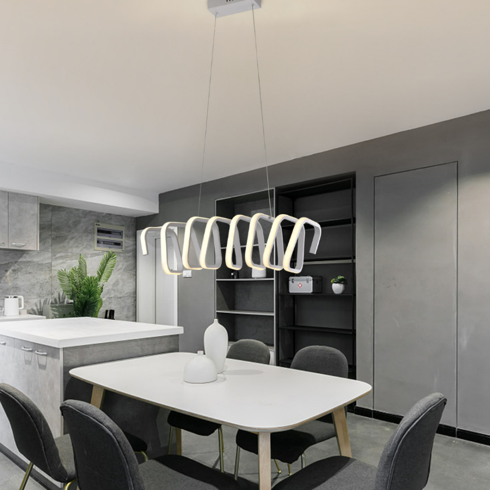 Lampara colgante LED moderno a control remoto con dimer de intensidad y temperatura de color mas 3 cambios de Luz Altura Regulable 176w ARIA
