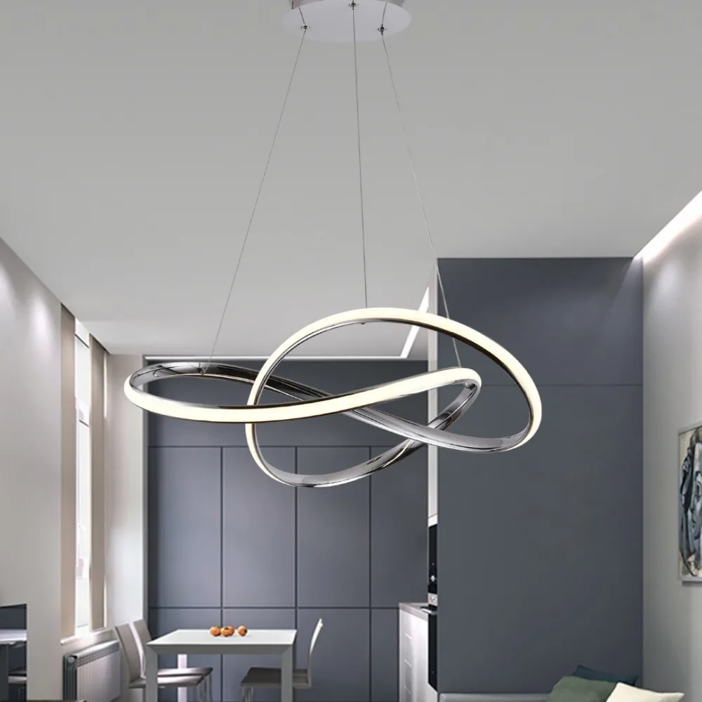 Lampara colgante LED moderno a control remoto con dimer de intensidad y temperatura de color mas 3 cambios de Luz Altura Regulable 130w KNOT