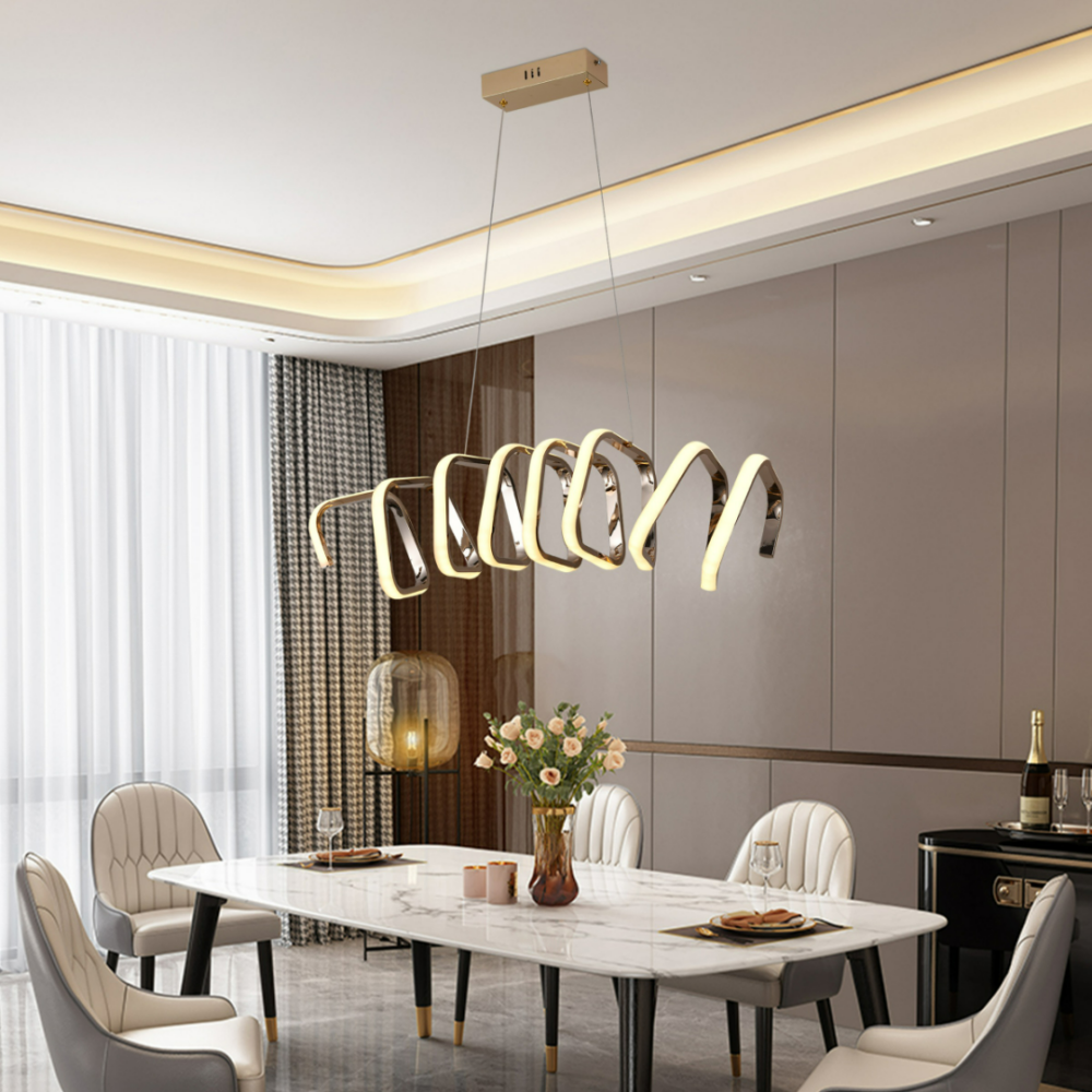 Lampara colgante LED moderno a control remoto con dimer de intensidad y temperatura de color mas 3 cambios de Luz Altura Regulable 176w ARIA