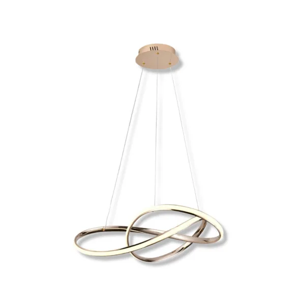Dorado-Knot.png Lampara colgante LED moderno a control remoto con dimer de intensidad y temperatura de color mas 3 cambios de Luz Altura Regulable 130w KNOT