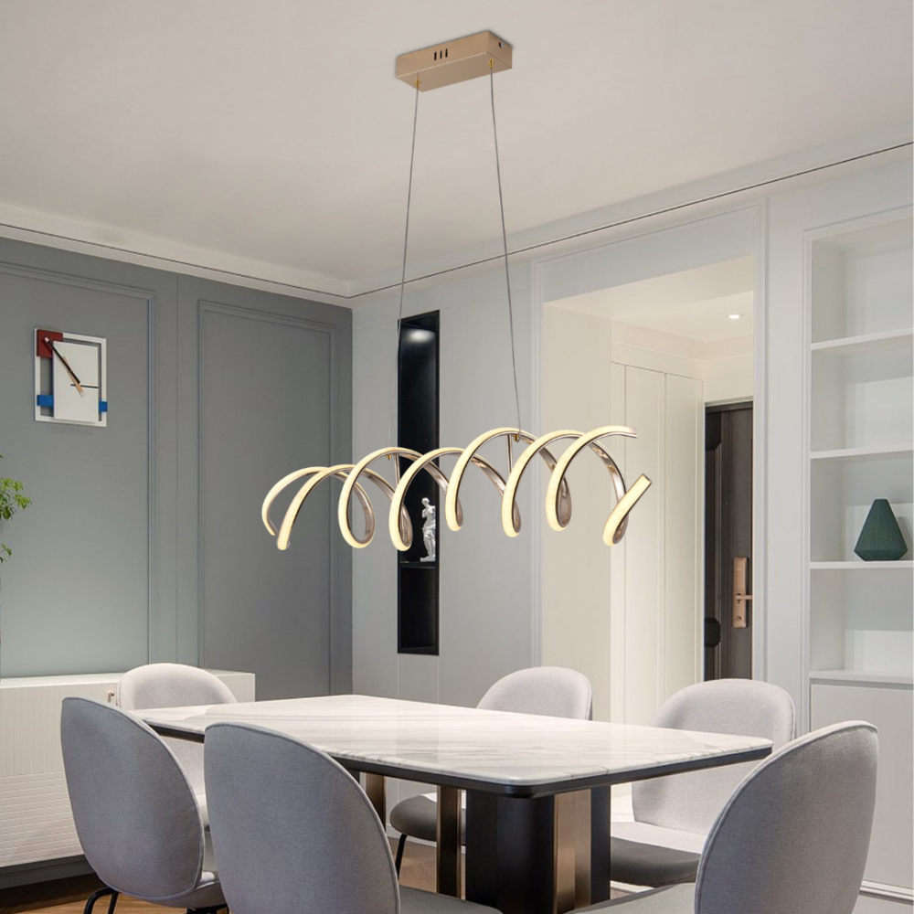 Lampara colgante LED moderno a control remoto con dimer de intensidad y temperatura de color mas 3 cambios de Luz Altura Regulable 124w COSMOS