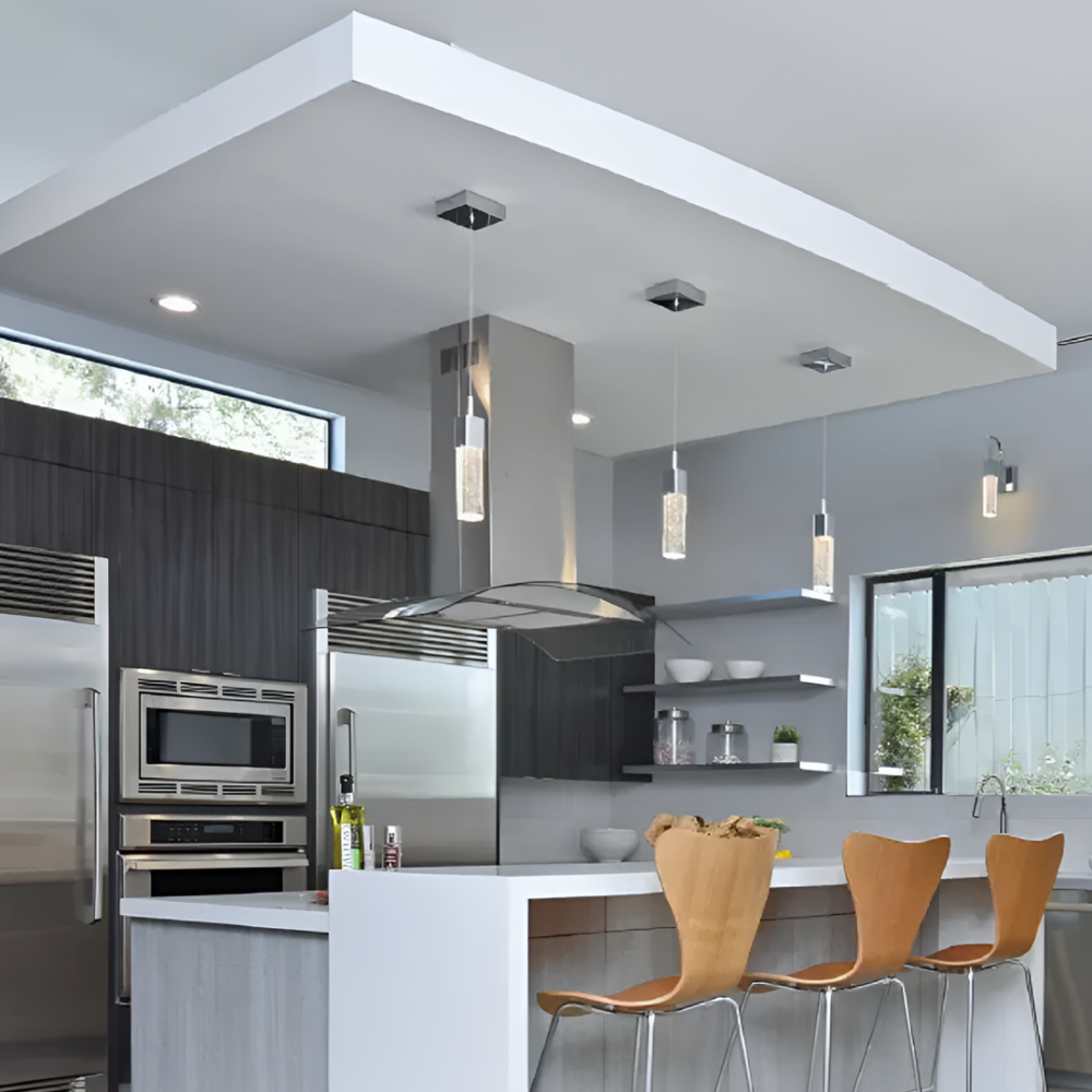 Lámpara colgante 1 luz de acero y vidrio con burbuja Fizz III E22761-89PC
