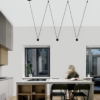 Lámpara led para suspender en techo con tres cuerpos esféricos de aluminio acabado negro ILU9081B3ESF