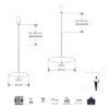 ILUSUS400-300-medidas Lámpara led para suspender en techo blanco cálido de aluminio color negro con blanco