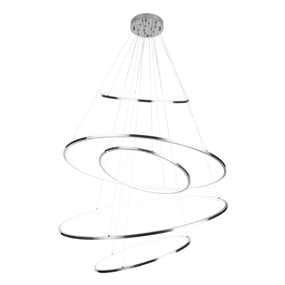 Lámpara colgante 5 aros led de altura ajustable de acero y pantalla de acrílico Kreis Q24485