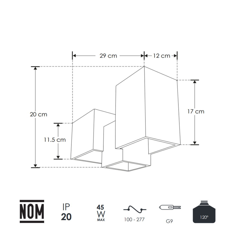 LAMPARA-DE-PARED-COLOR-GRIS-DE-CONCRETO-ILUEUR8020CG-ILUEUR8020YW-ILUMILEDS-medidas