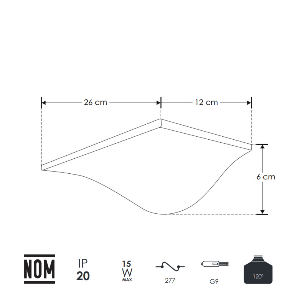 Lámpara para pared decorativa dimensional con base G9 (sin lámpara) de concreto y yeso.