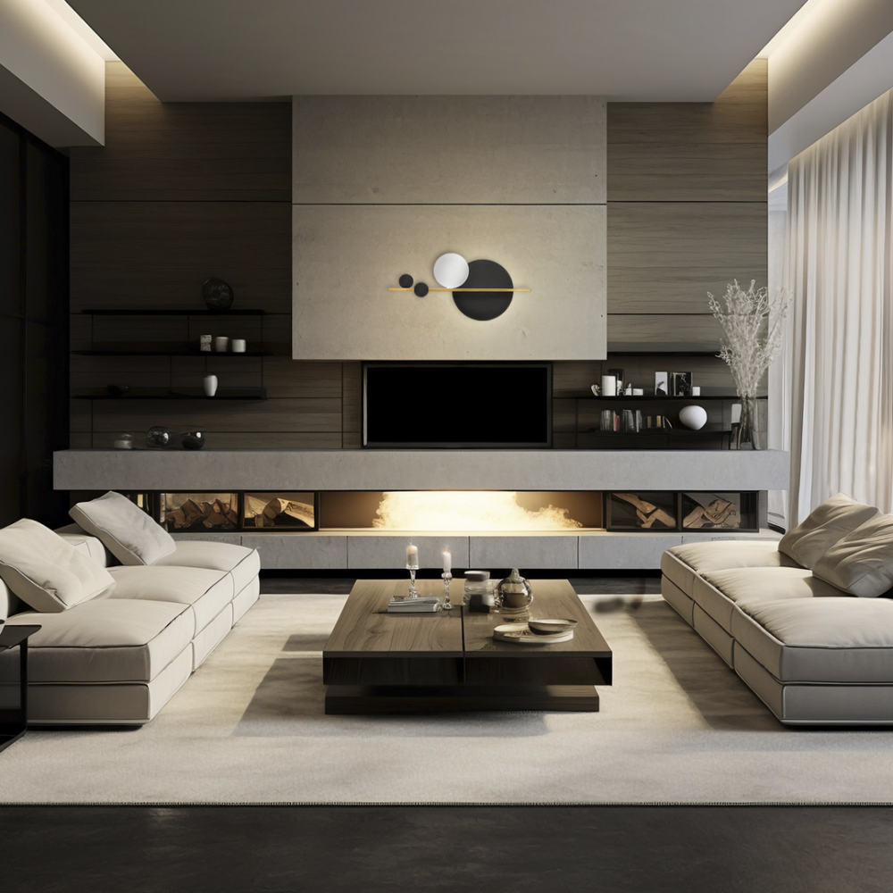 Lámpara led para pared decorativa color blanco y negro con dorado de luz blanco cálido de aluminio.