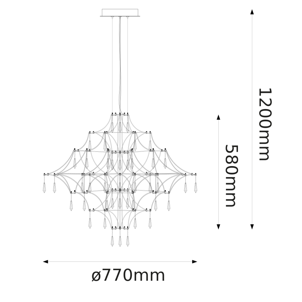 Lámpara colgante 66 luces led integrados de aluminio y acrílico Tolouse Q48185