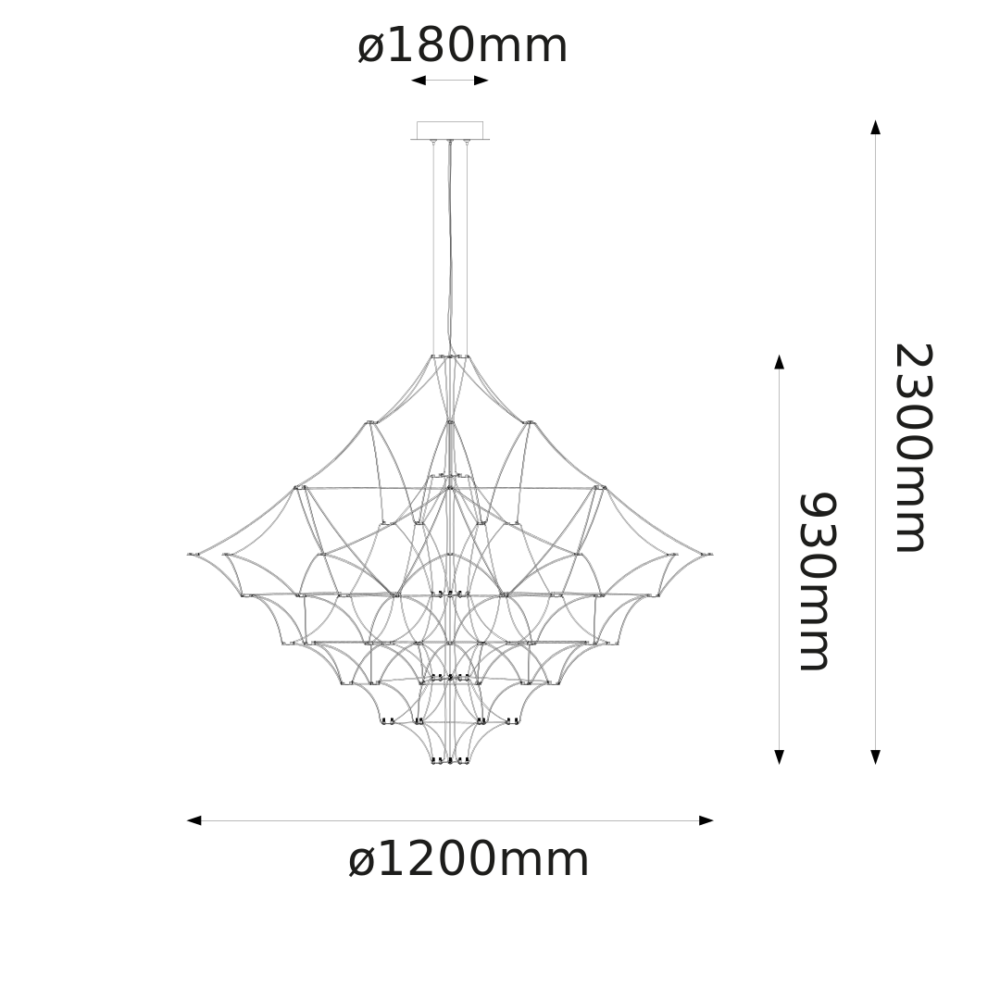 Lampara colgante 99 luces led integrados de aluminio y acrílico Tolouse Q48187